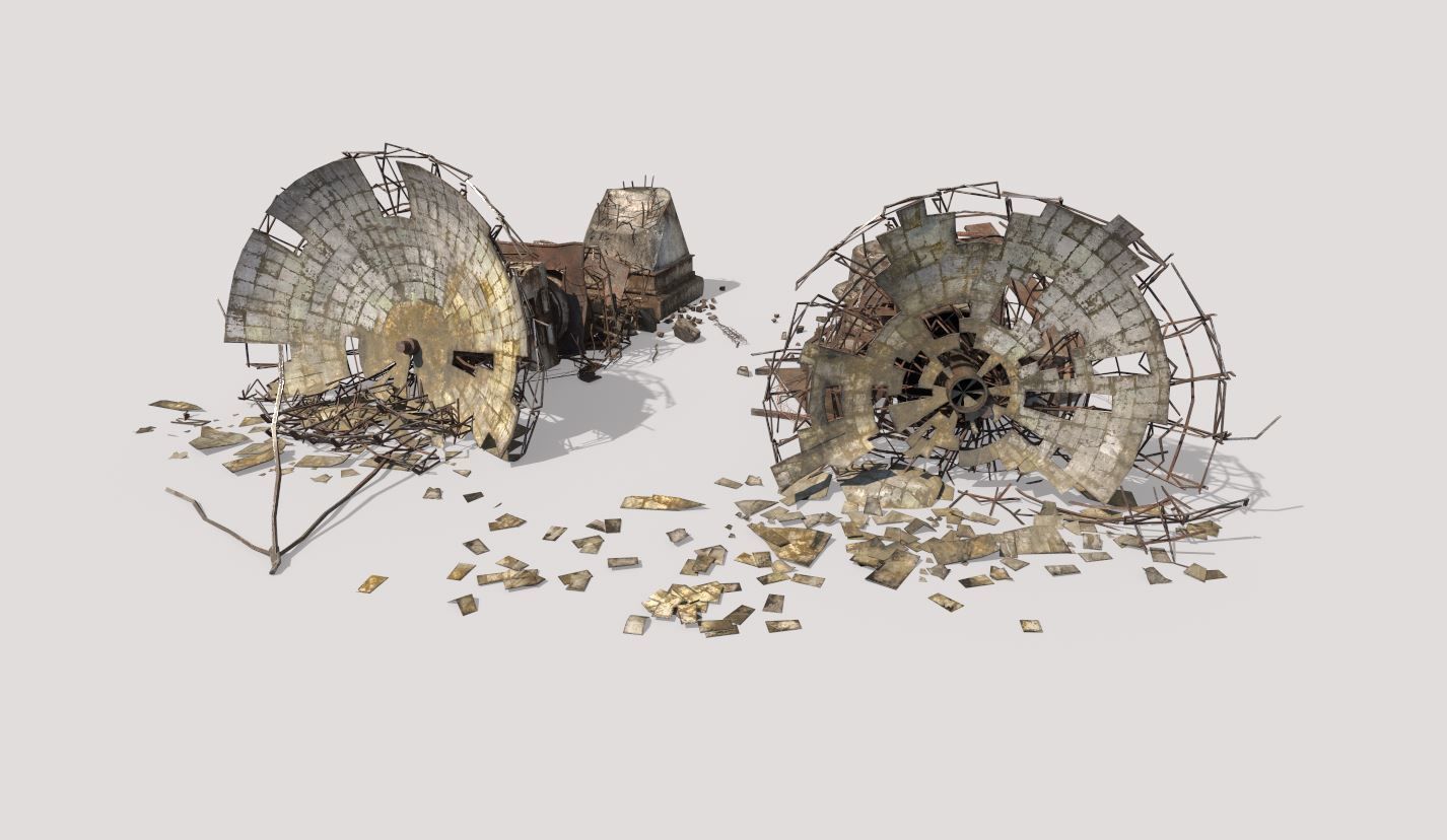 Destroyed Radars-Satellite Dishes 3D model_2
