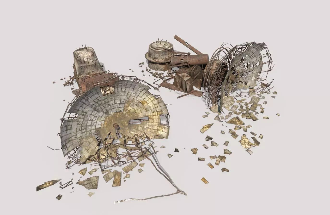 Destroyed Radars-Satellite Dishes 3D model_0