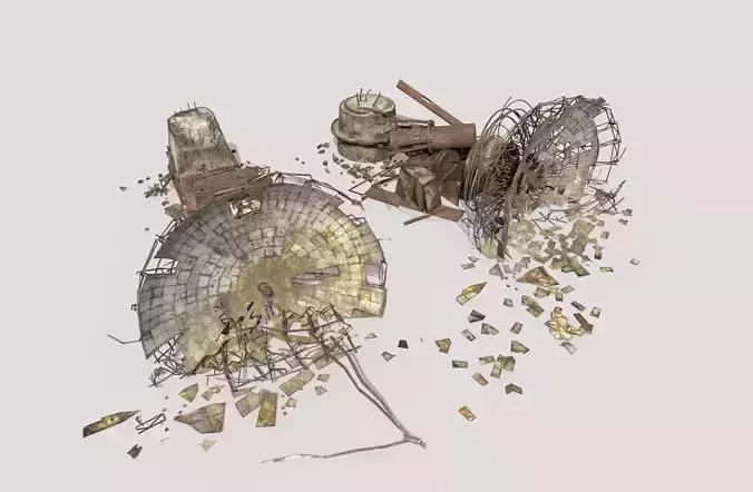 Destroyed Radars-Satellite Dishes 3D model