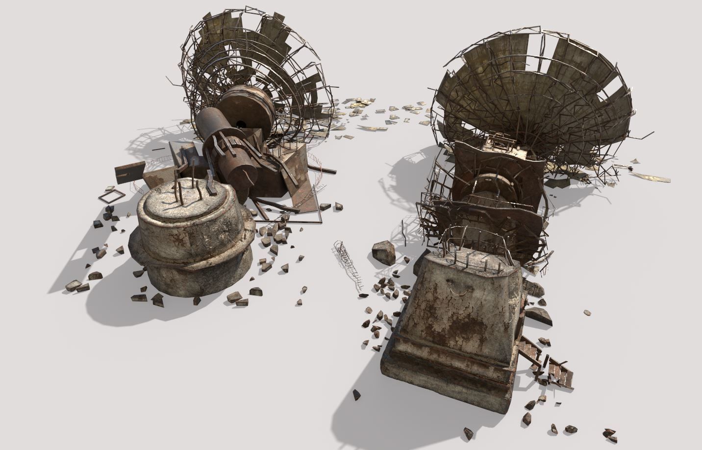 Destroyed Radars-Satellite Dishes 3D model_4