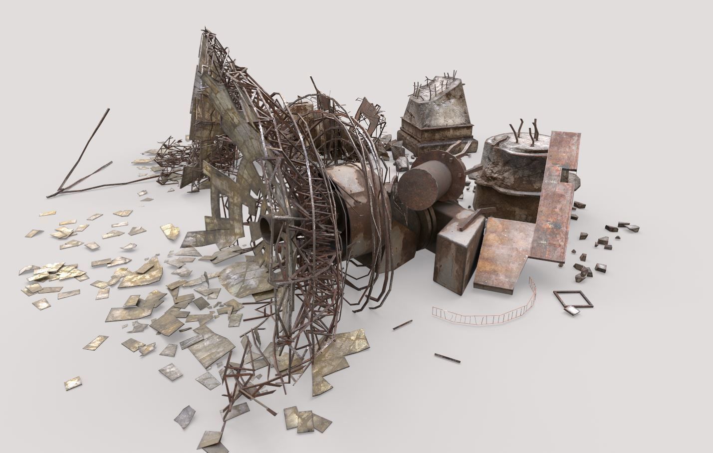 Destroyed Radars-Satellite Dishes 3D model_7
