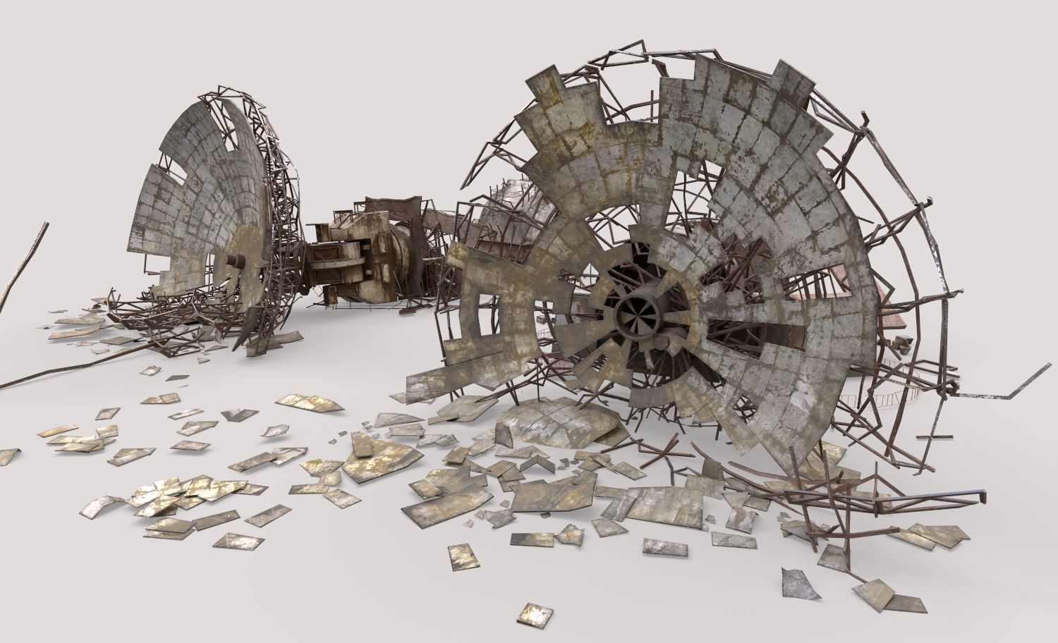 Destroyed Radars-Satellite Dishes 3D model_8