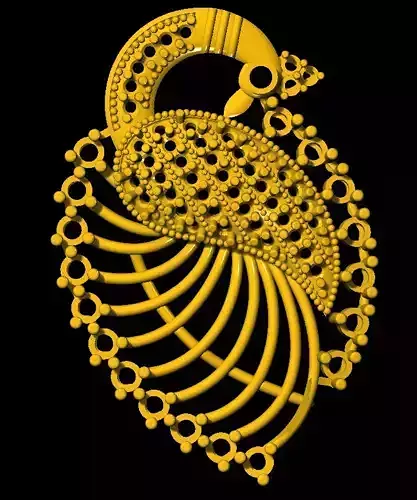 Sidepiece golden peacock pendant