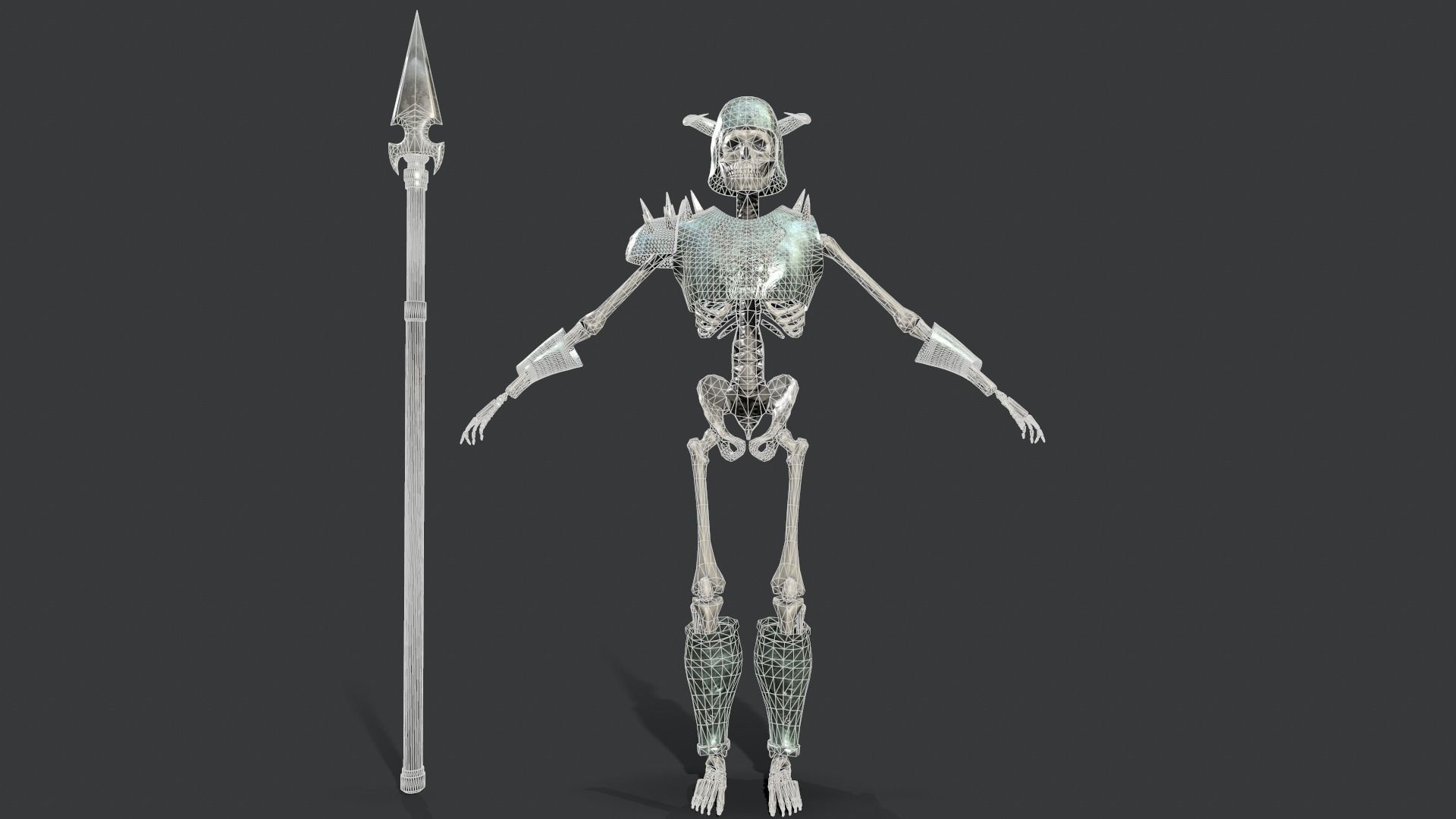 Skeleton Warrior 3 Low-poly 3D model_20