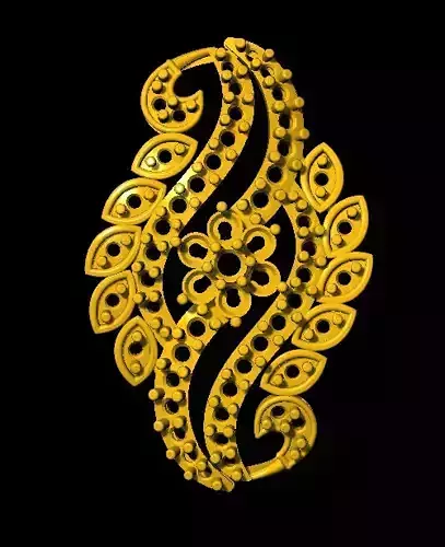 Sidepiece gold paisley brooch