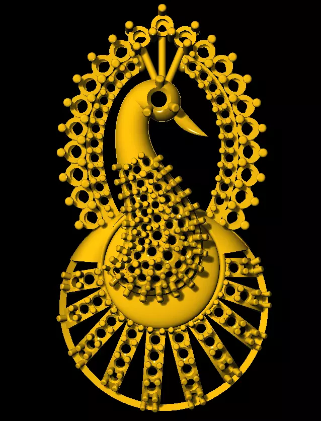 Sidepiece golden peacock 3D print model_0