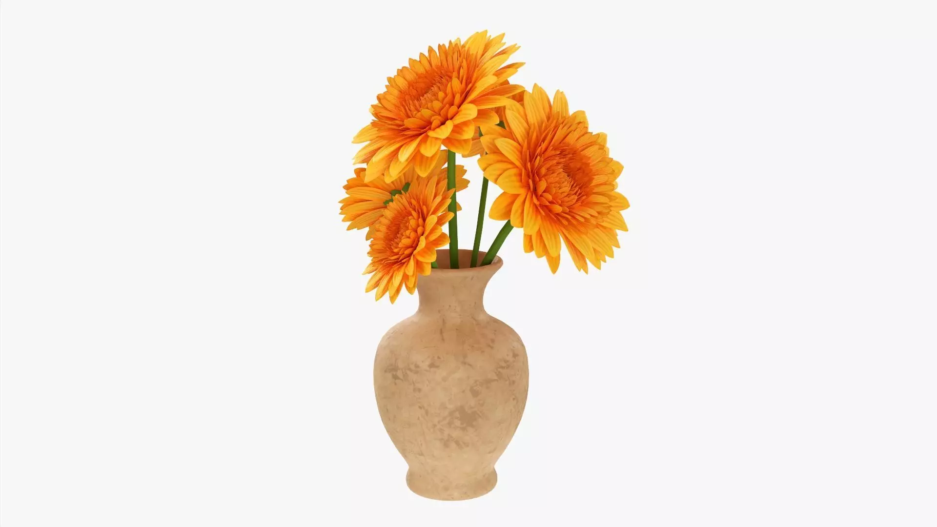 Gerbera in vase v1 3D model_0