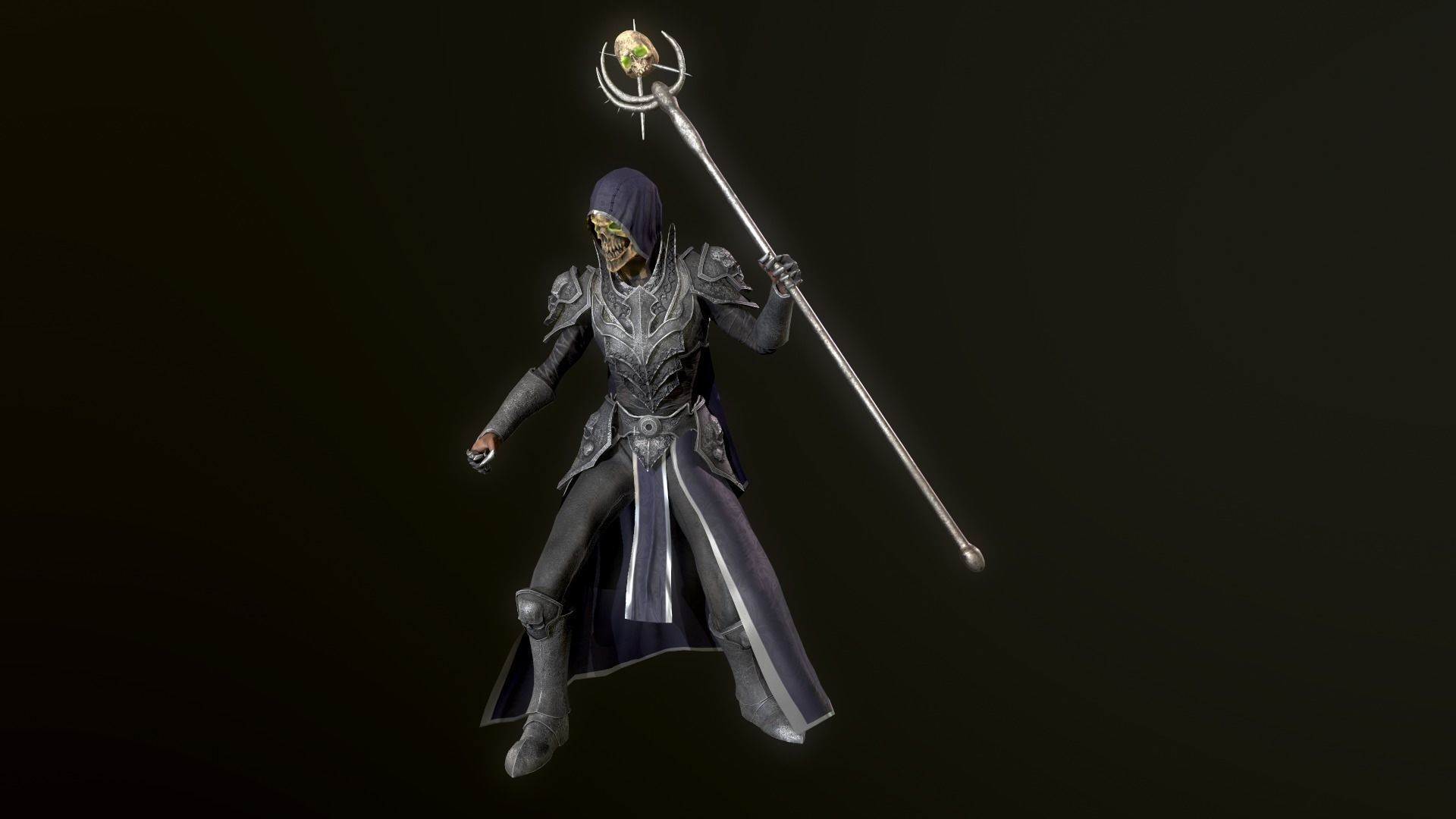 Necromancer knight Low-poly 3D model_29