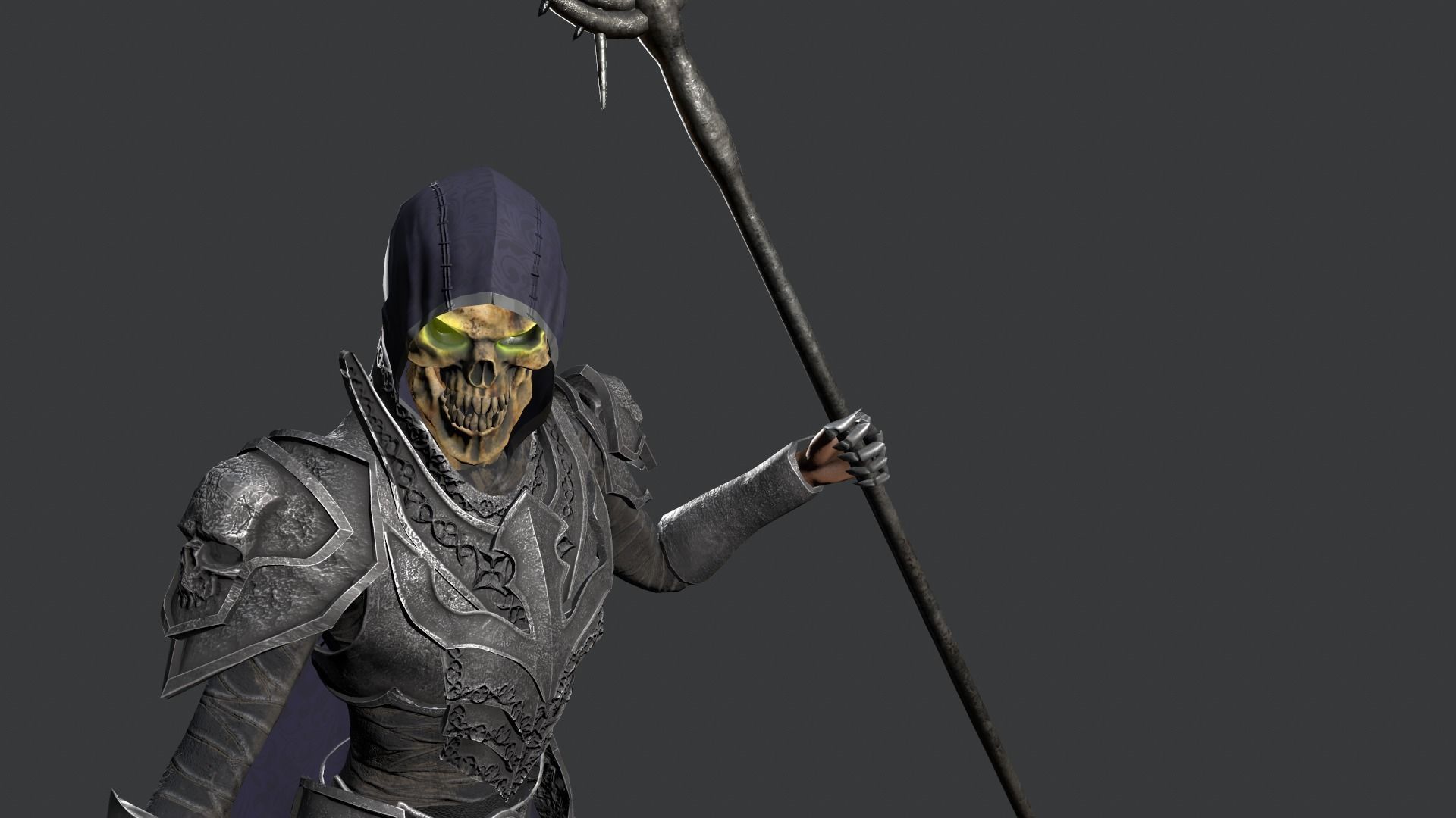 Necromancer knight Low-poly 3D model_3