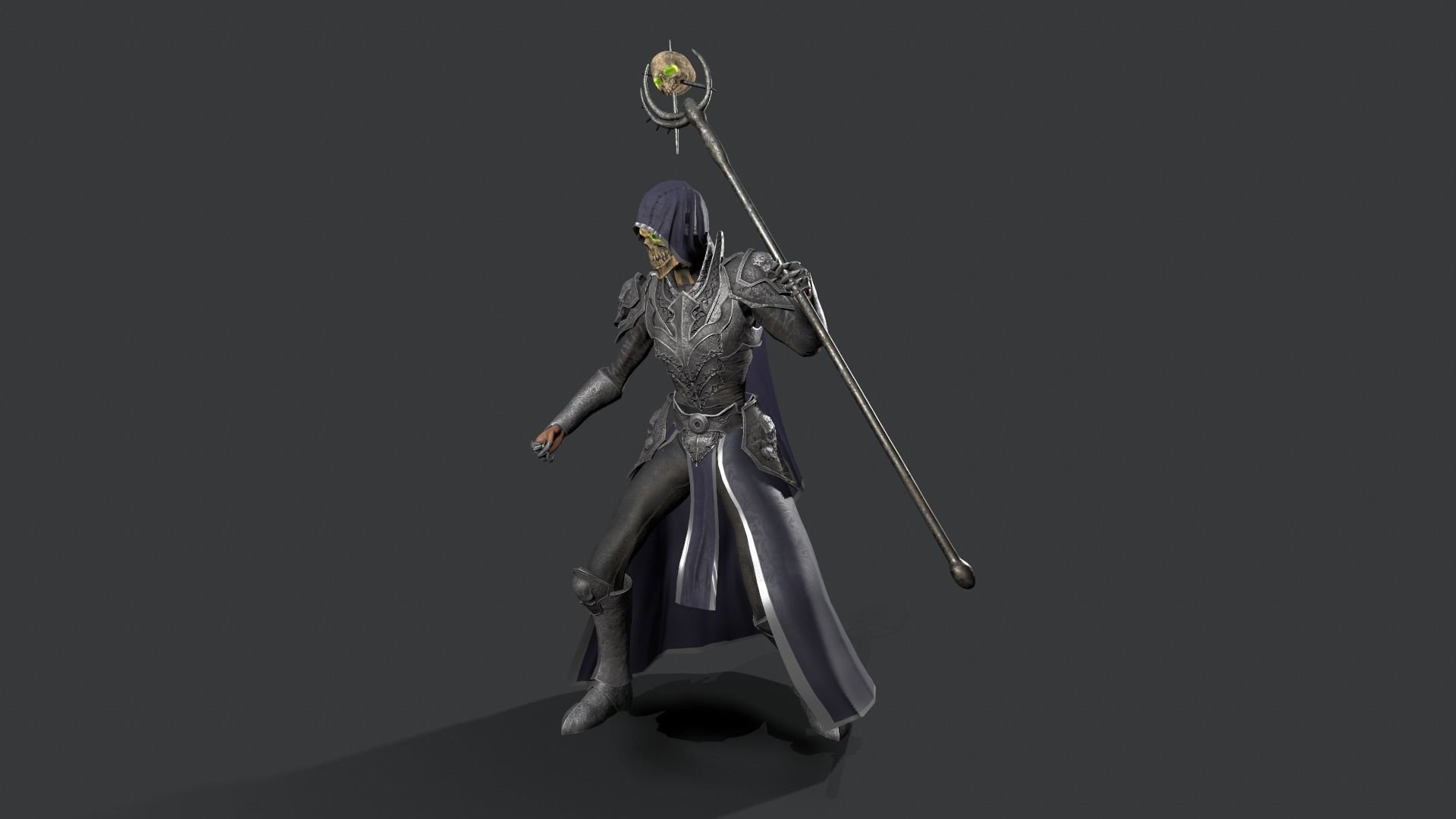 Necromancer knight Low-poly 3D model_14