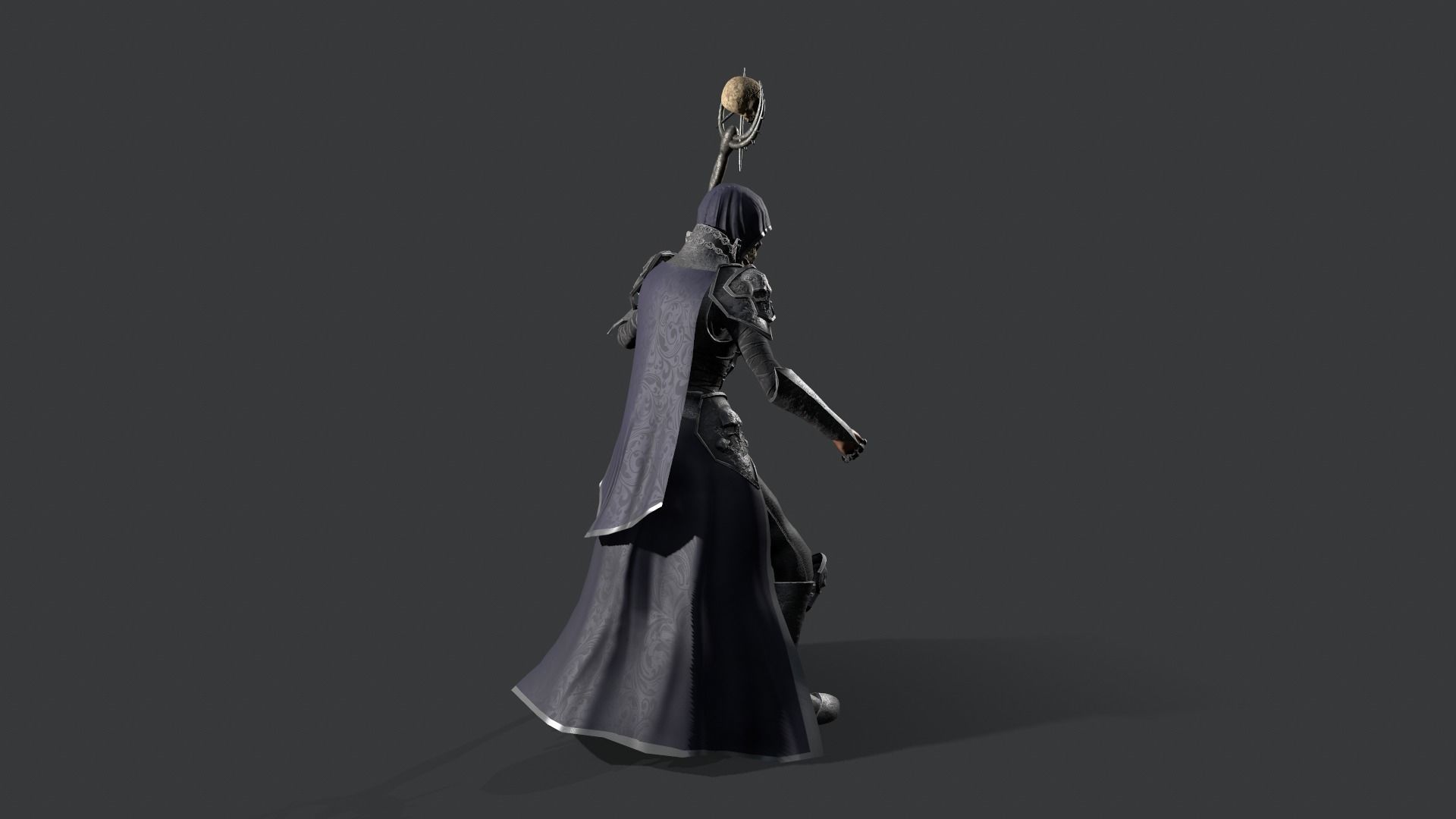 Necromancer knight Low-poly 3D model_16
