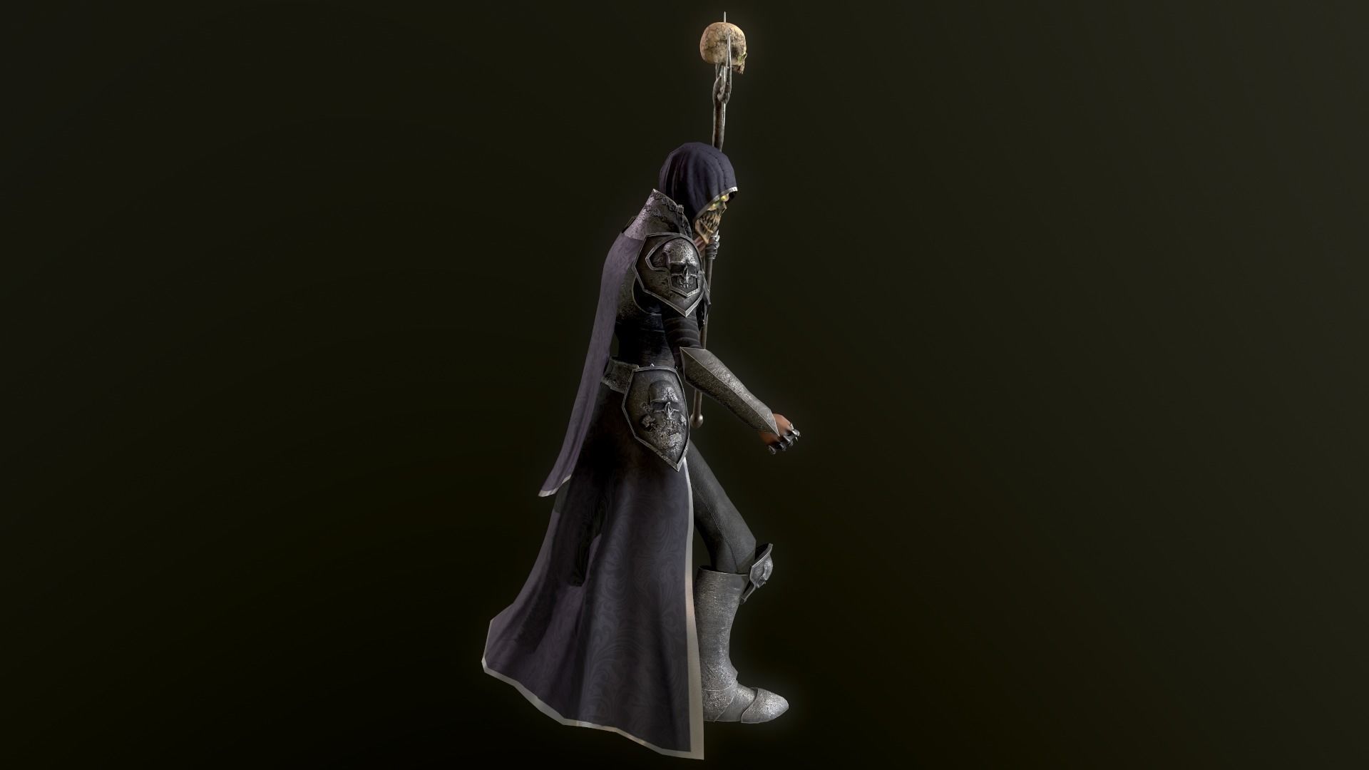 Necromancer knight Low-poly 3D model_30