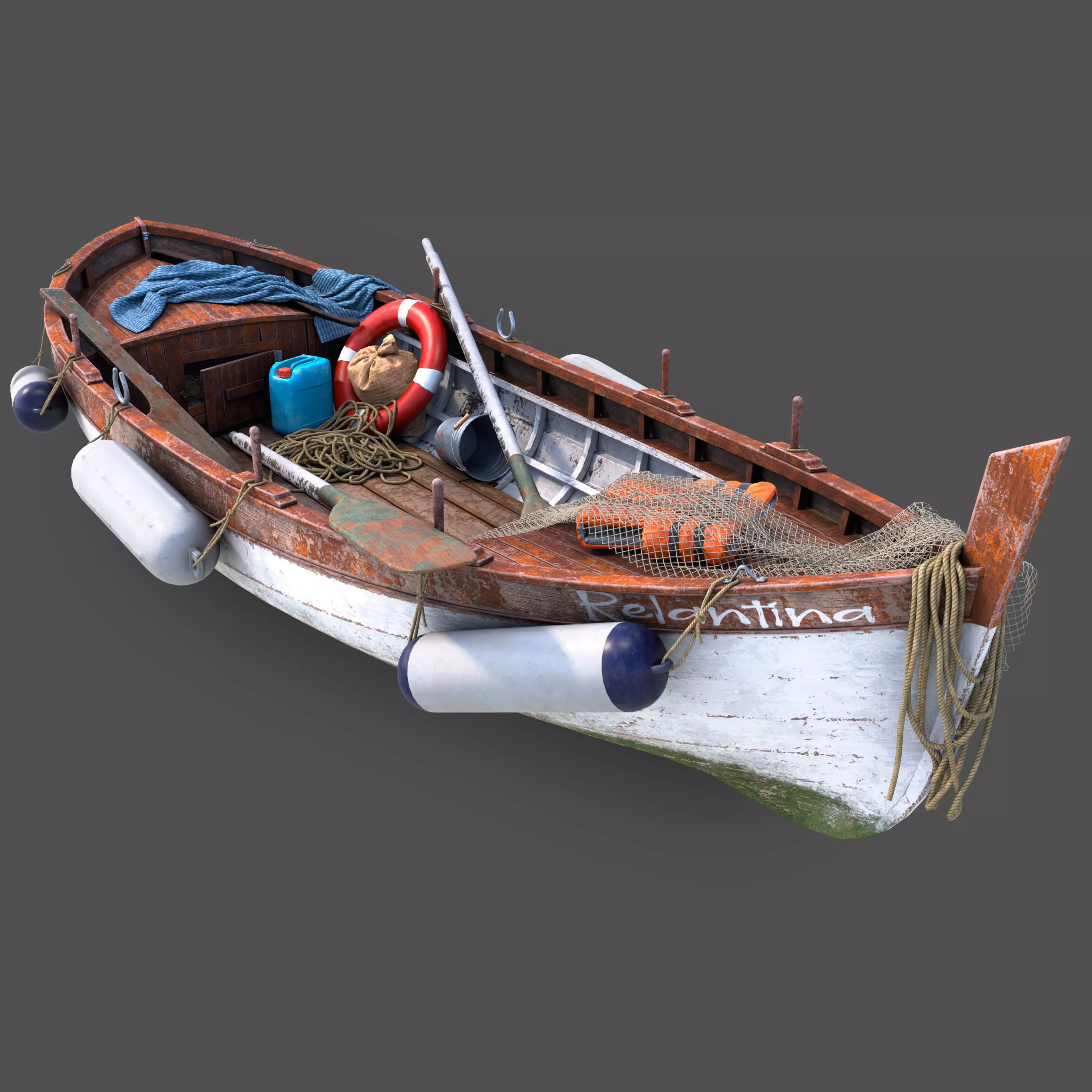 Wooden boat 3D model_0