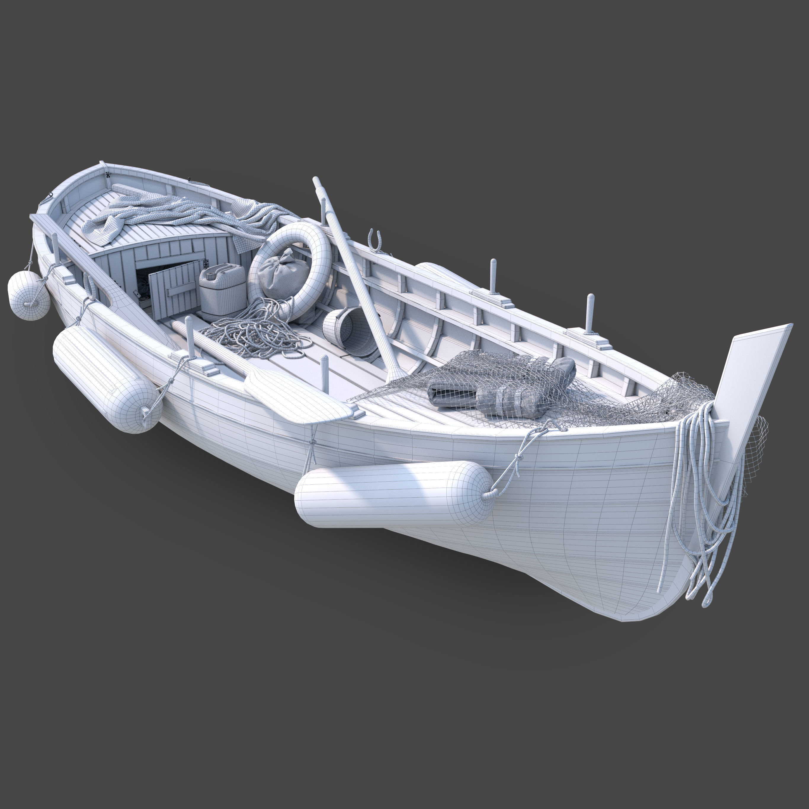 Wooden boat 3D model_3