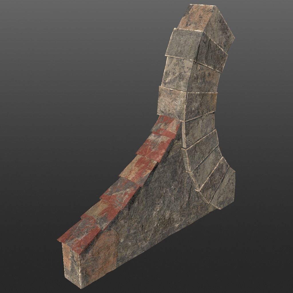 Teleporter game-ready low poly brick wall Low-poly 3D model_2