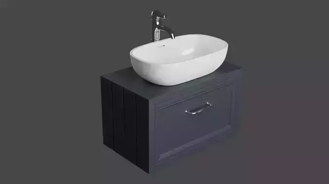 White wash basin on modern black counter 