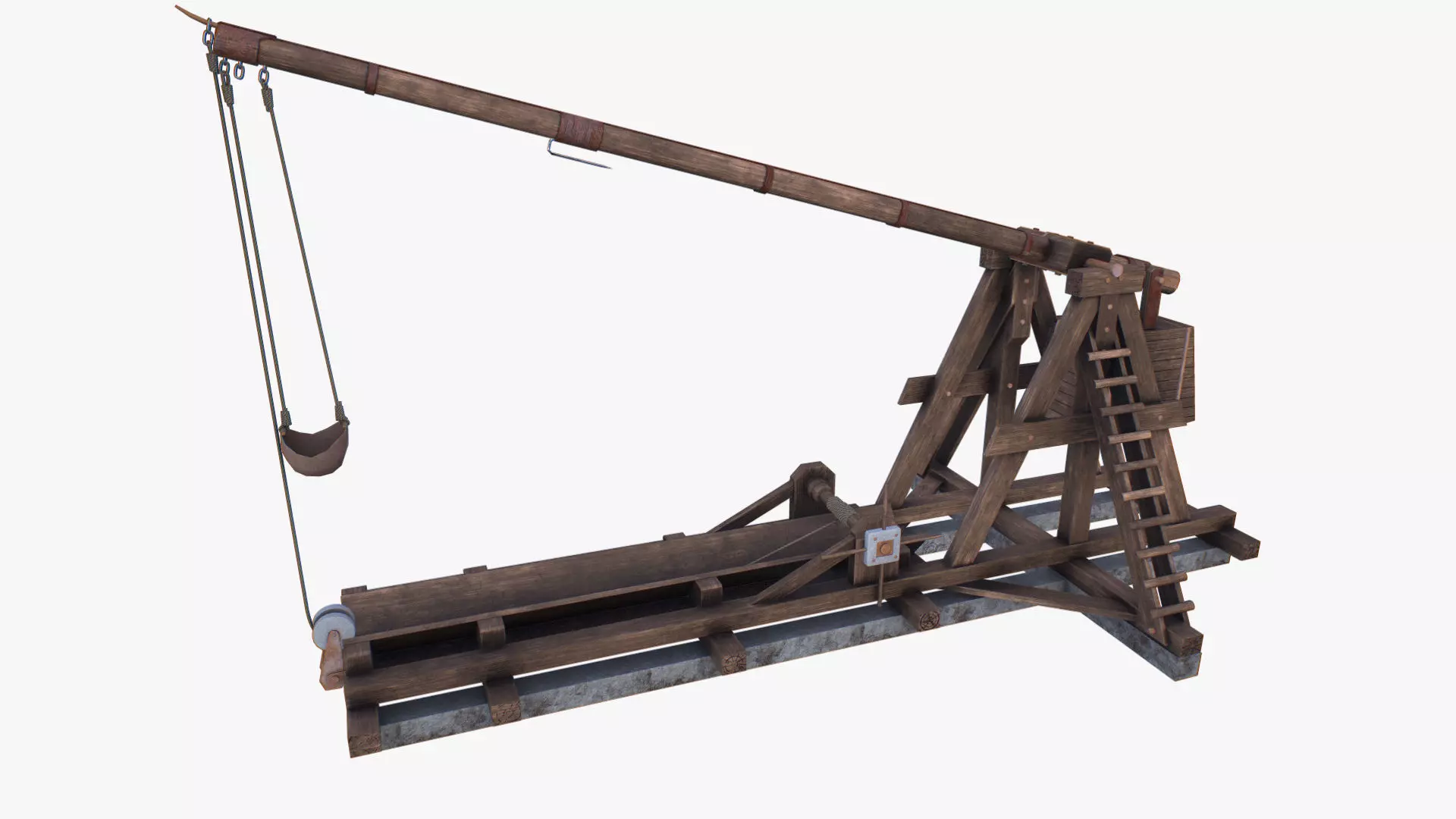 Trebuchet catapult Low-poly 3D model