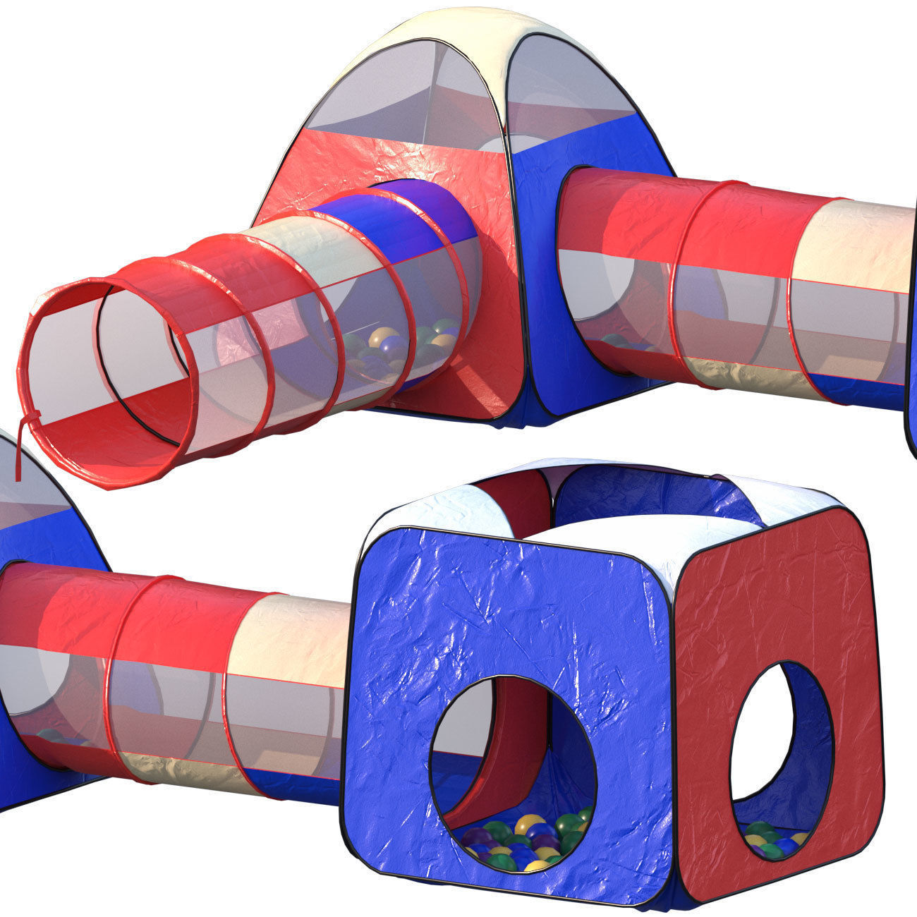 Kids game tent Low poly - Game ready Low-poly 3D model_7