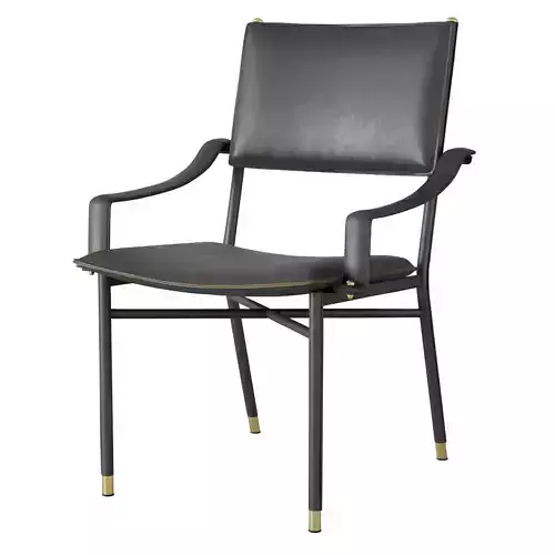 Jacques Quinet Leather desk chair with brass details