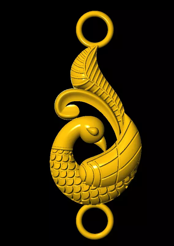 Sidepiece golden peacock 3D print model_0