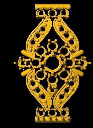 Sidepiece ornate golden cross 3D print model