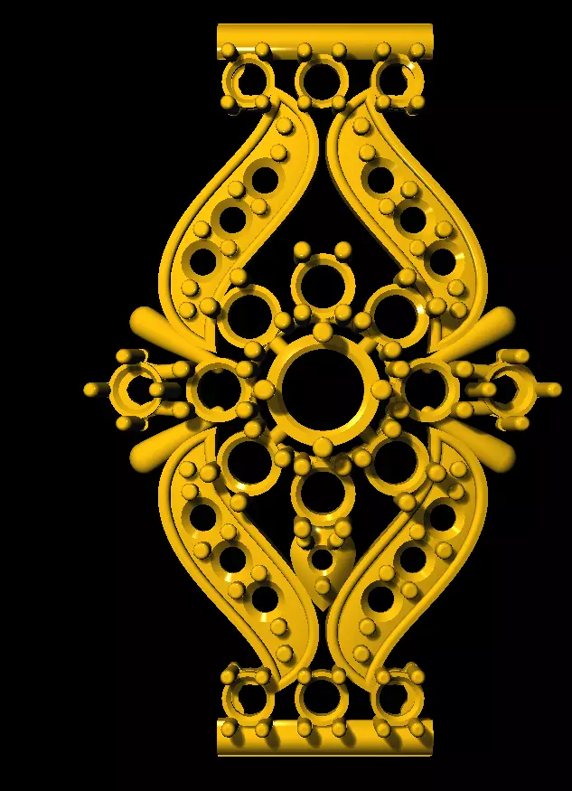 Sidepiece ornate golden cross 3D print model_0