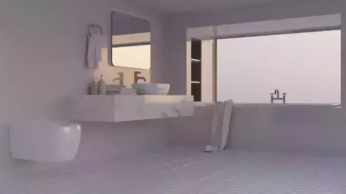 Modern model of bathroom with bathtub 3D model 
