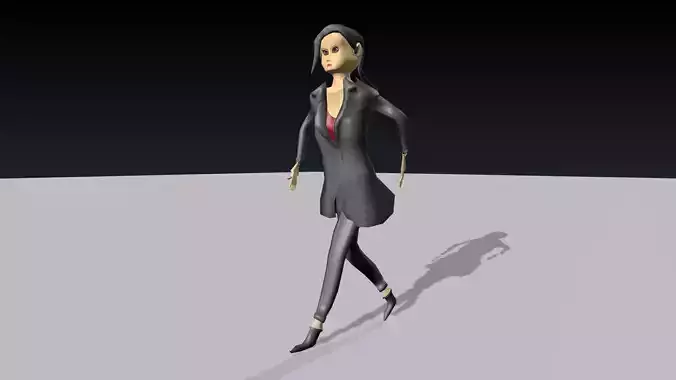 V B girl woman running Low-poly 3D model