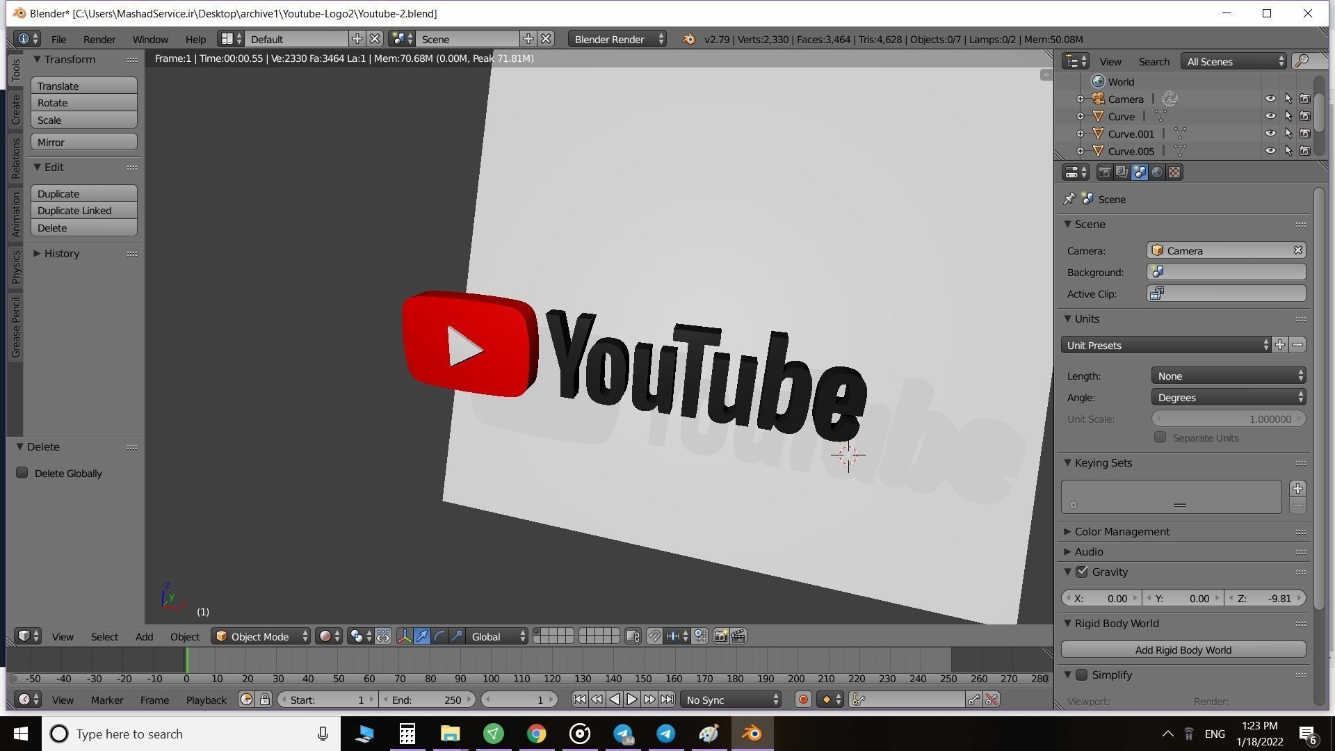 Youtube 3D logo 3D model_1