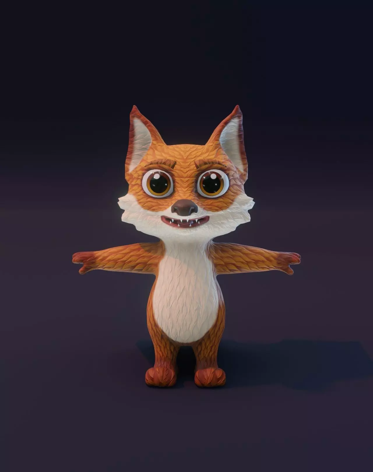 Cartoon Fox Animated 3D Model Low-poly 3D model_0