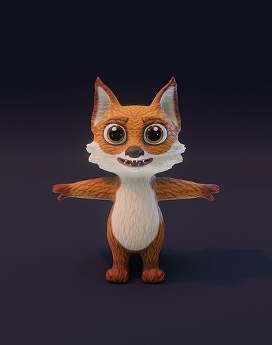 Cartoon Fox Animated 3D Model Low-poly 3D model