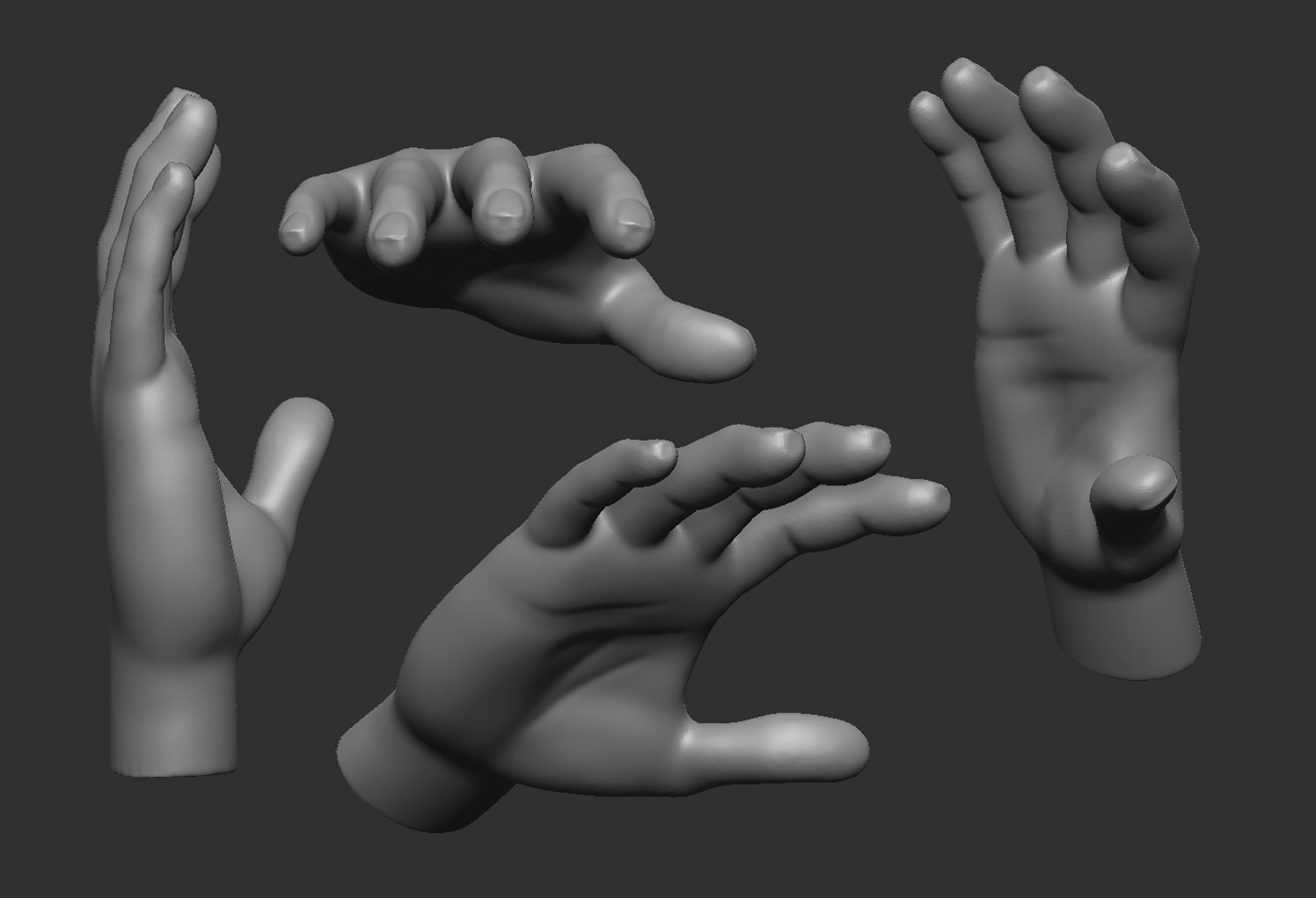 Hand FBX human with two fingers 3D model_1