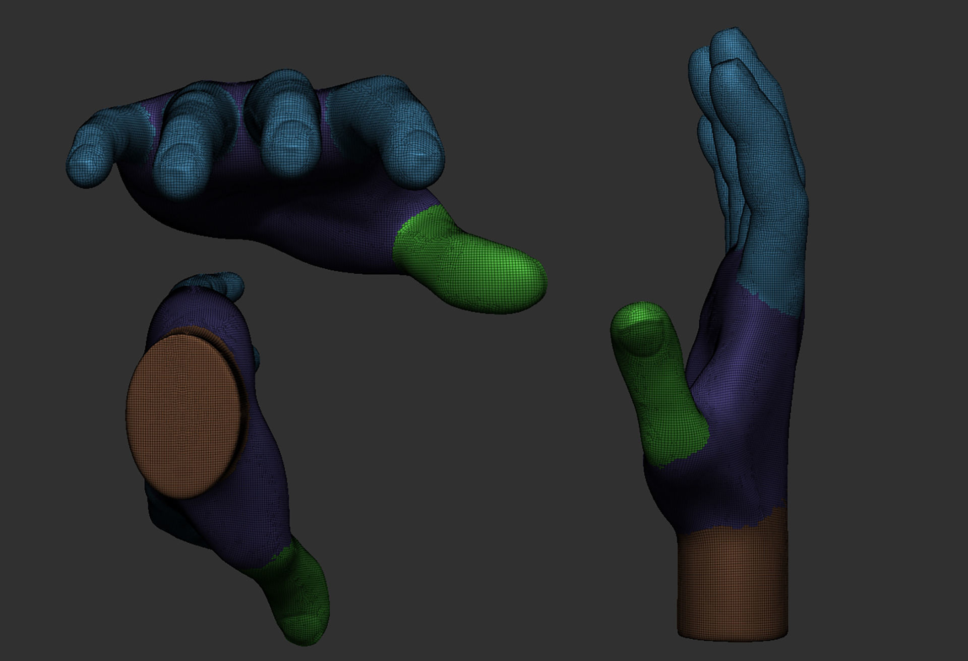 Hand FBX human with two fingers 3D model_3