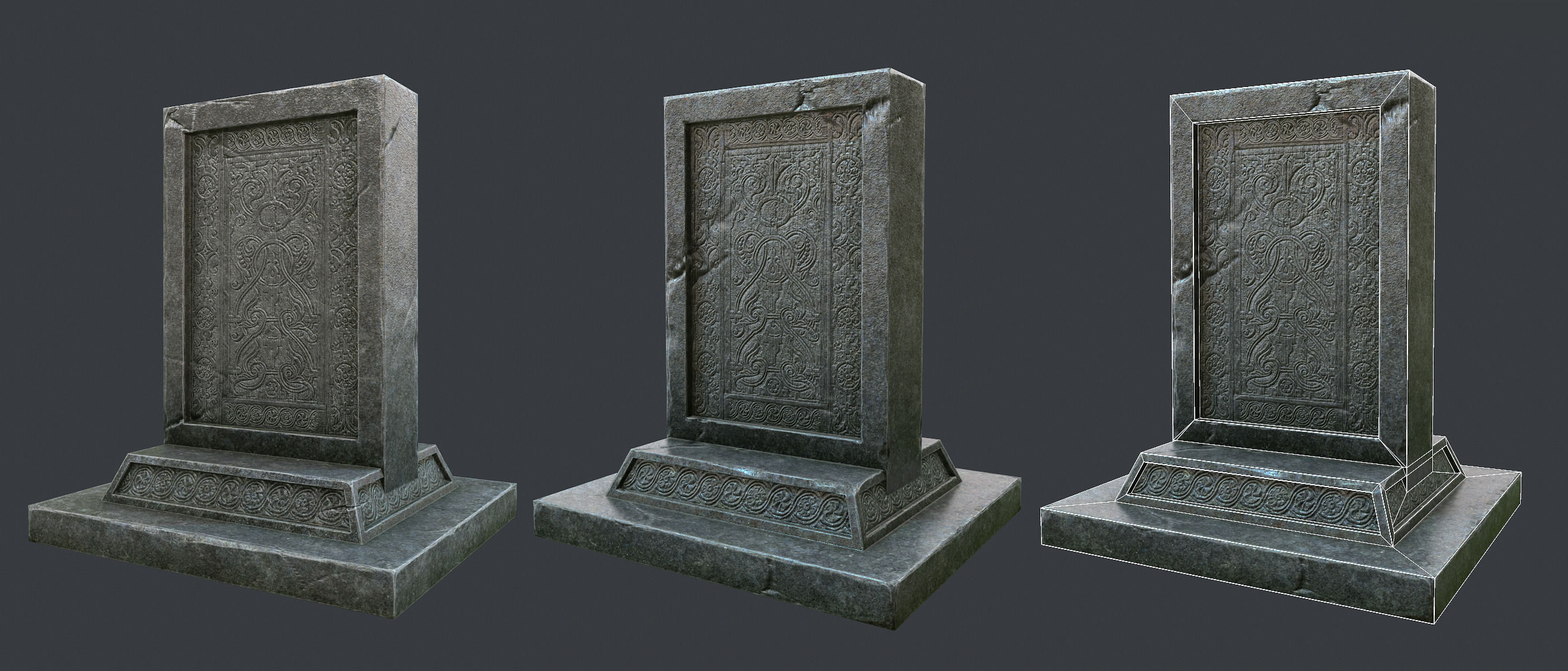 Stone Tablet Low-poly 3D model_2