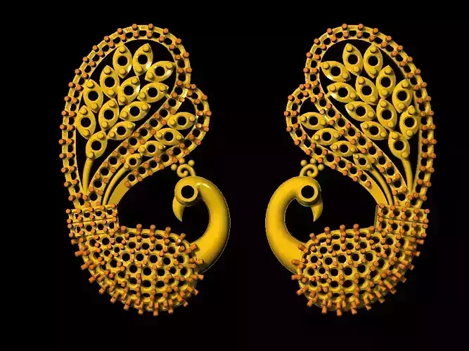 Sidepiece peacock earring design