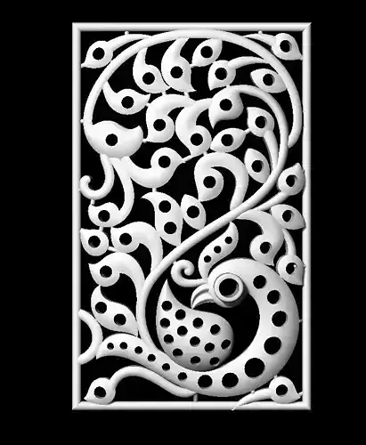 Sidepiece ornate carving of peacock