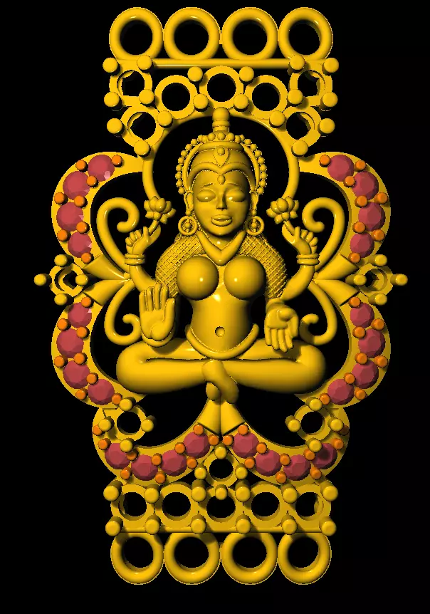 Sidepiece lord ganesha in gold 3D print model_0