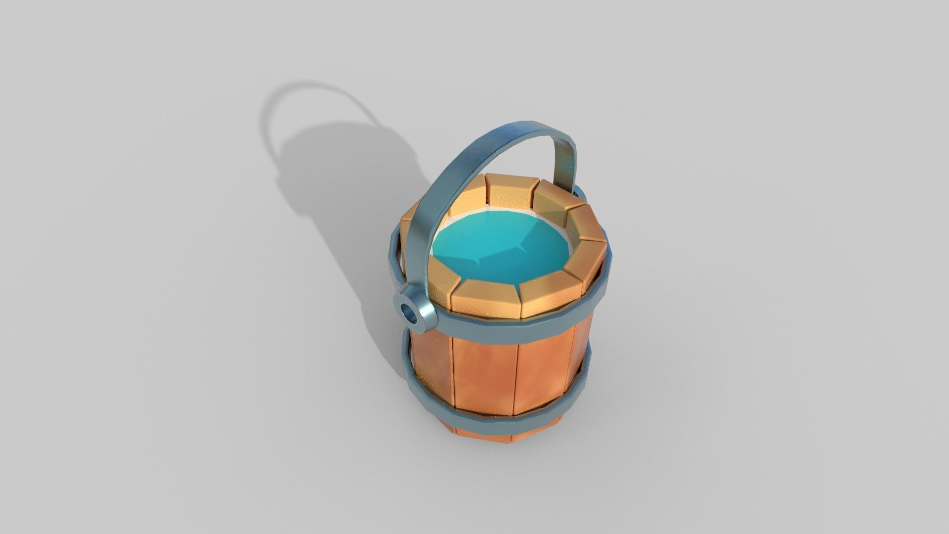 Stylized bucket Low-poly 3D model_2