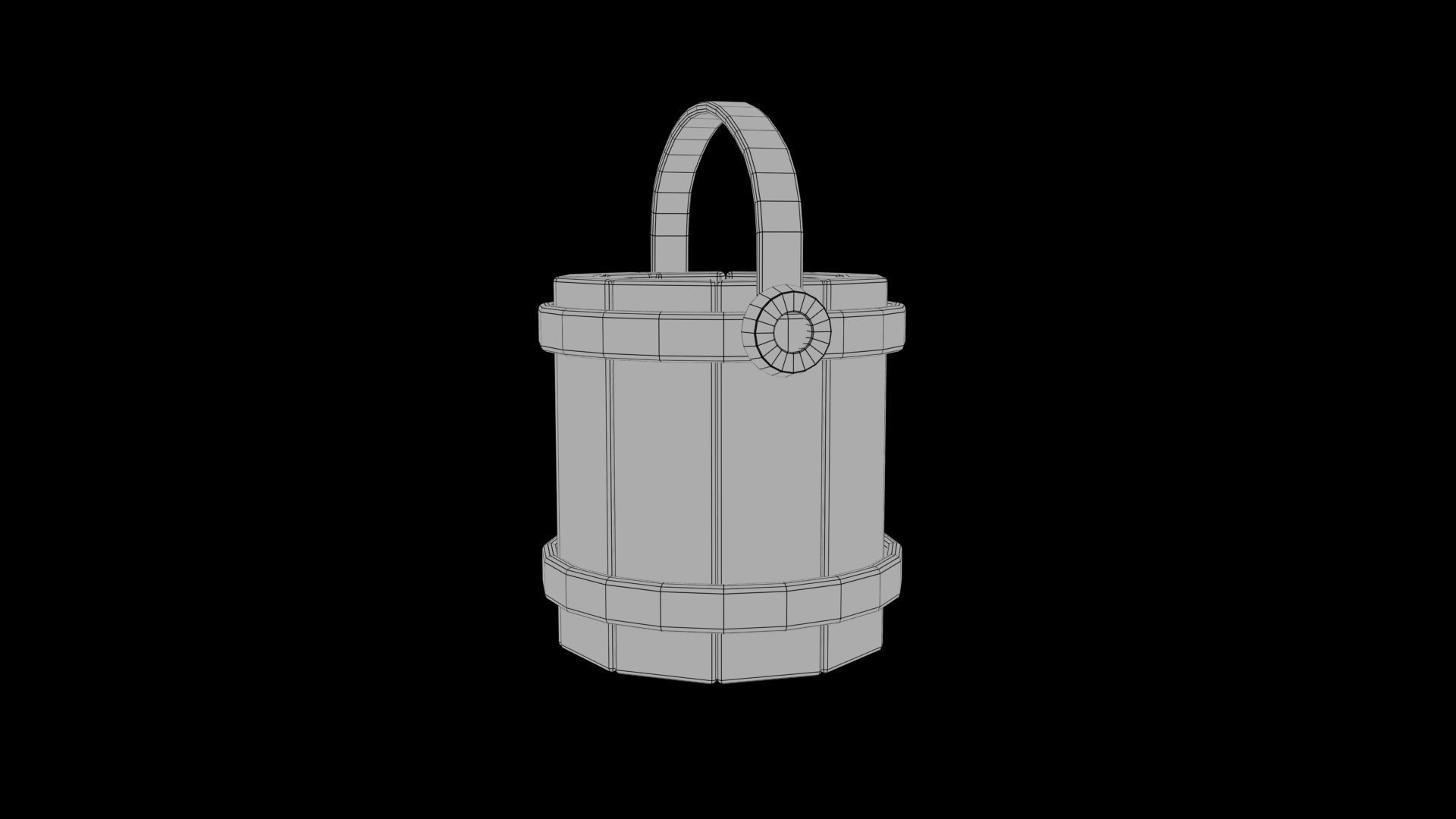  Stylized bucket Low-poly 3D model_6