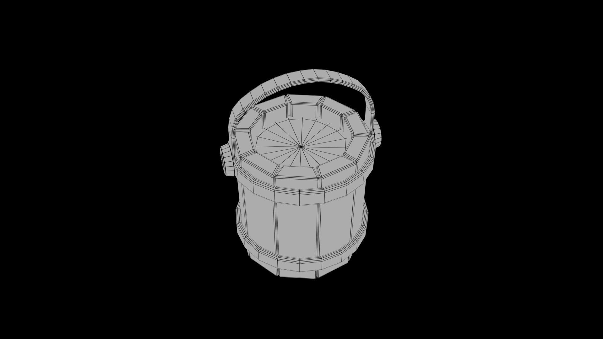  Stylized bucket Low-poly 3D model_9