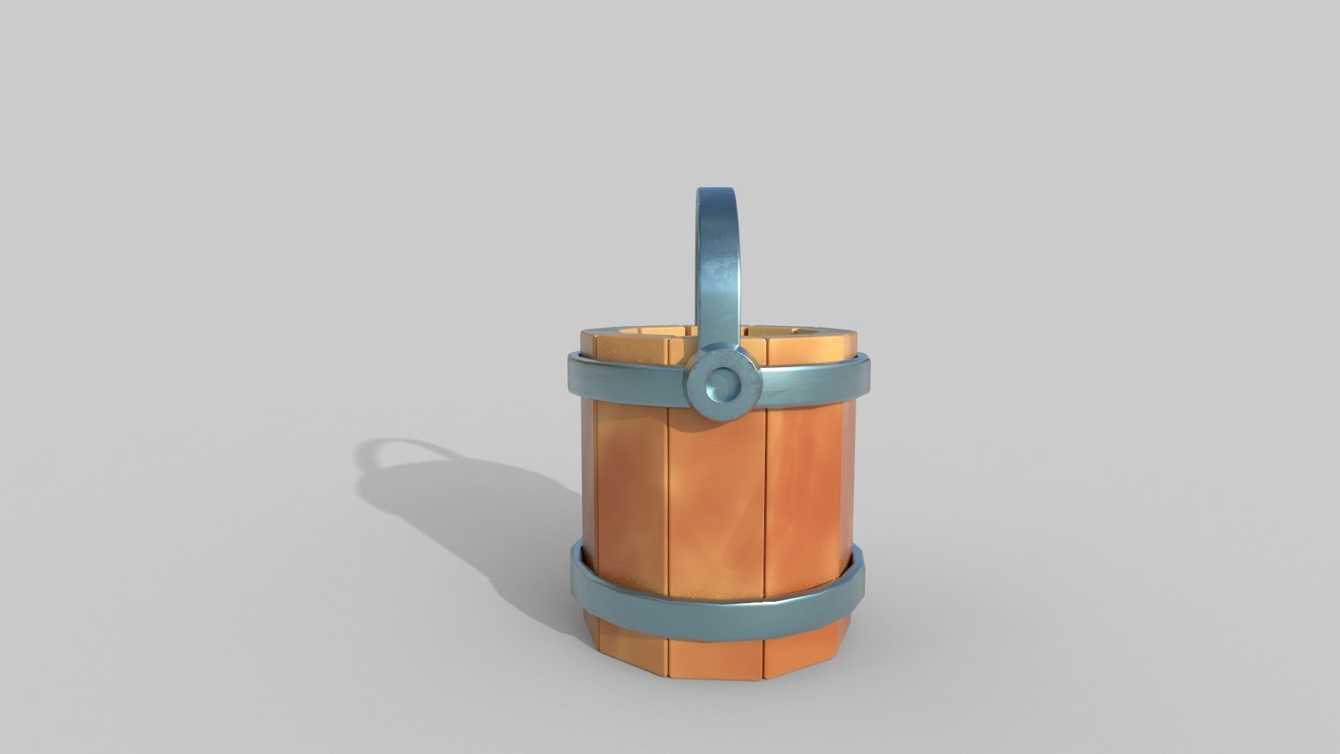  Stylized bucket Low-poly 3D model_3