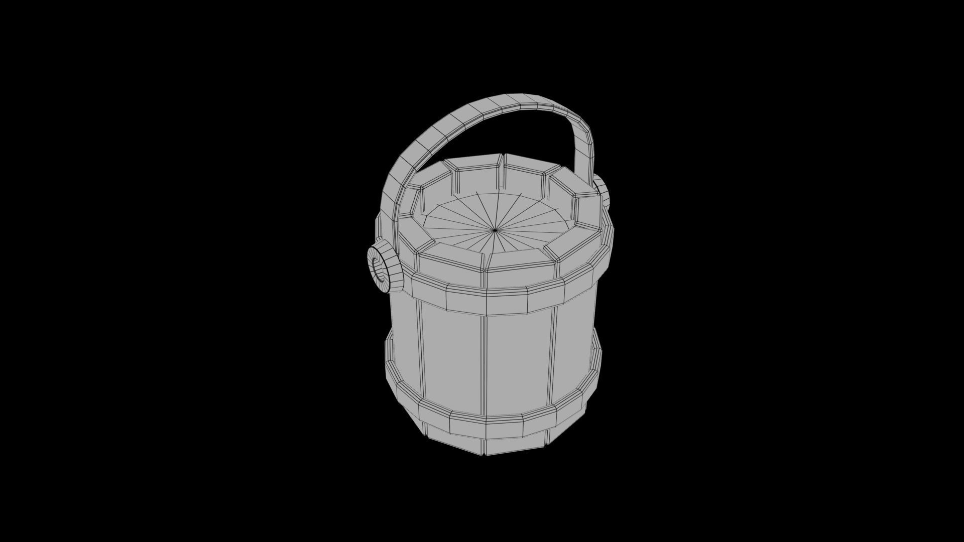  Stylized bucket Low-poly 3D model_7