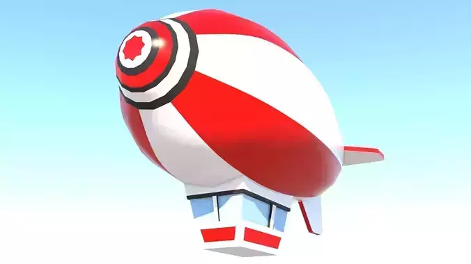 Low-poly zeppelin airship flying in sky Low-poly 3D model