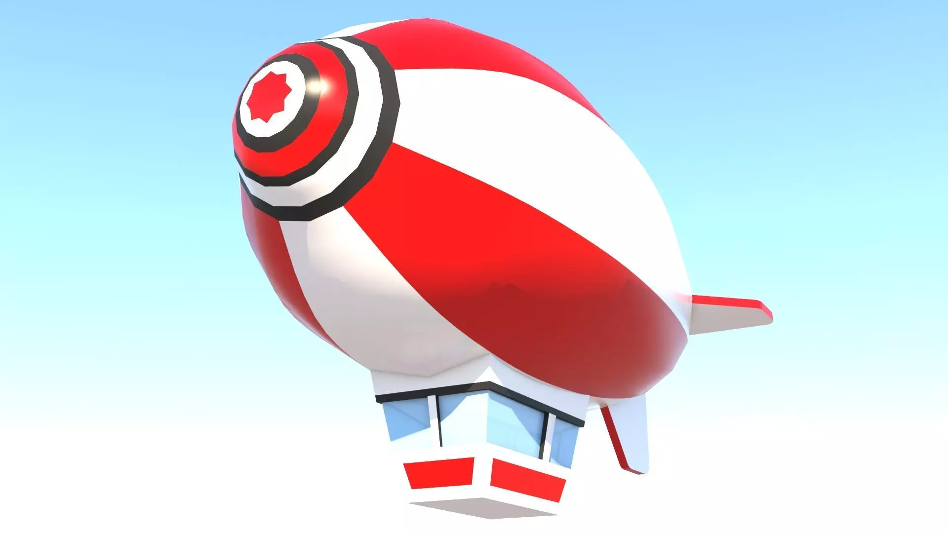 Low-poly zeppelin airship flying in sky Low-poly 3D model