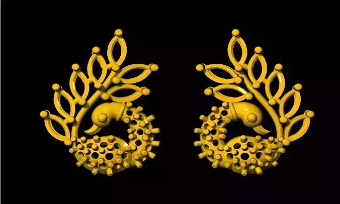 Sidepiece peacock earrings