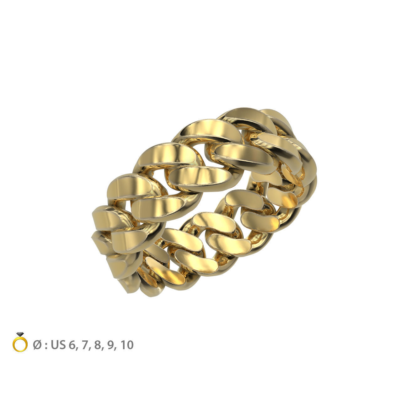 N166 Cuban ring T05 US6-10 3D print model_1