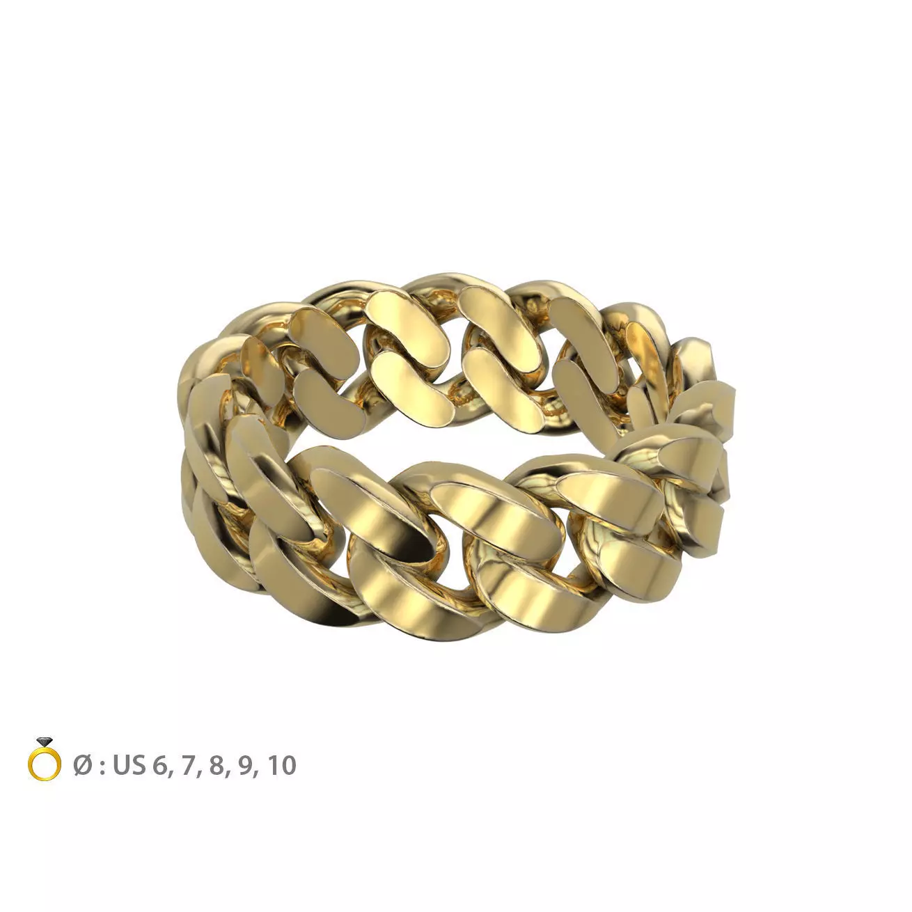 N166 Cuban ring T05 US6-10 3D print model_0