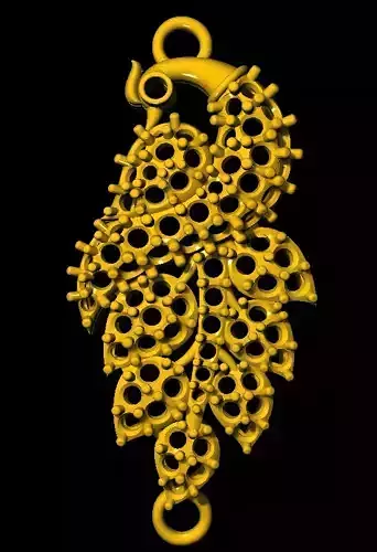 Sidepiece golden peacock pendant