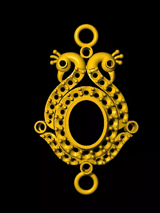 Sidepiece ornate gold pendant 3D print model_0