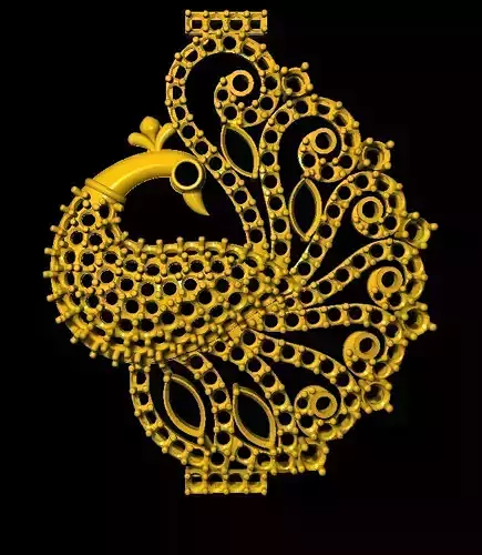 Sidepiece gold peacock